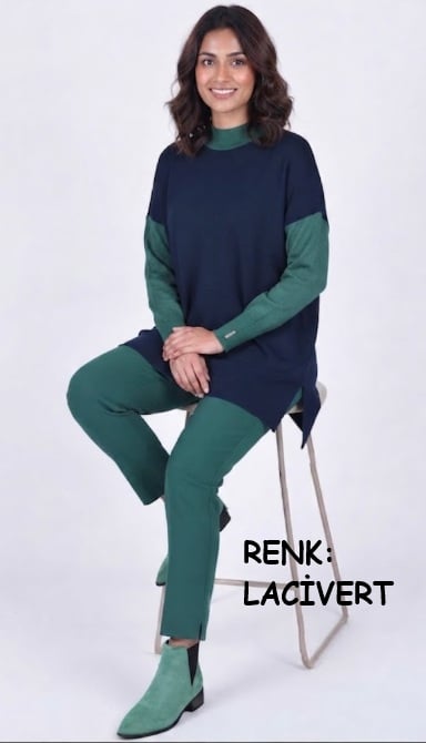 İKİ RENKLİ TRİKO TUNİK — alternatif görünüm